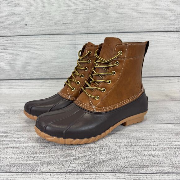 Lands End Men's Haze Brown Durable All Weather Duck Boots Size 10D - Picture 1 of 14